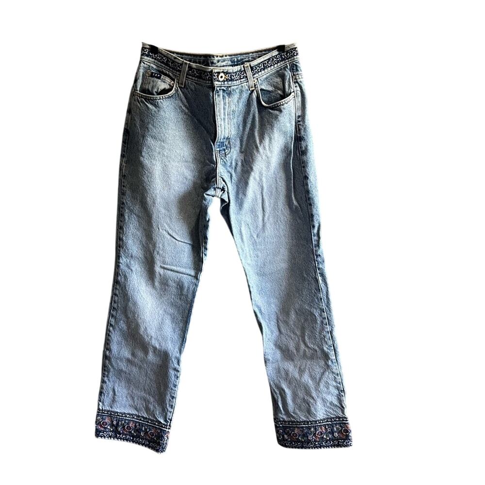 Vintage Express Bleus Denim Jeans with Embroidered Detail